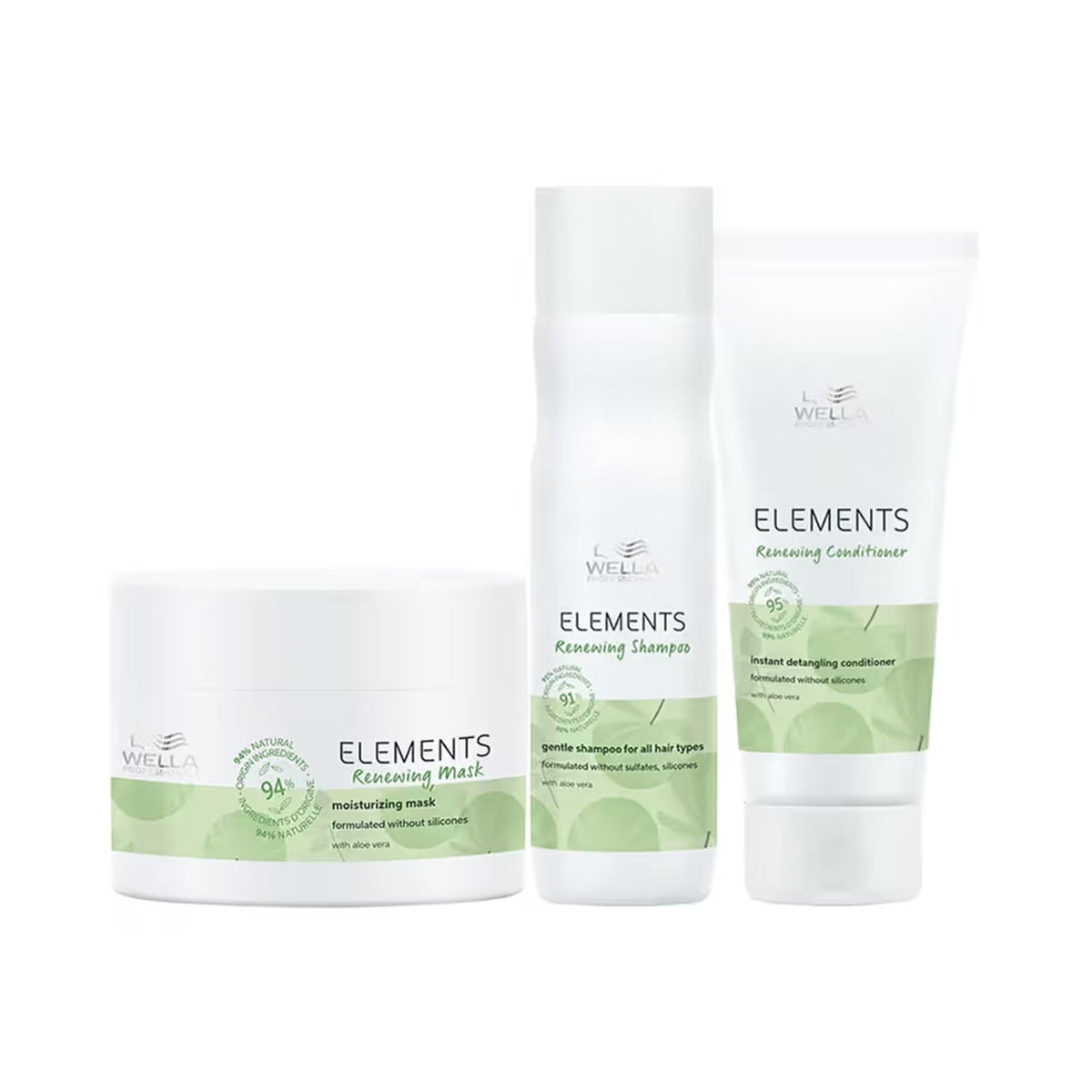 Wella Professionals - Premium Care Elements Renewing Shampoo 260ml, Conditioner 200ml & Mask 150ml Trio Bundle