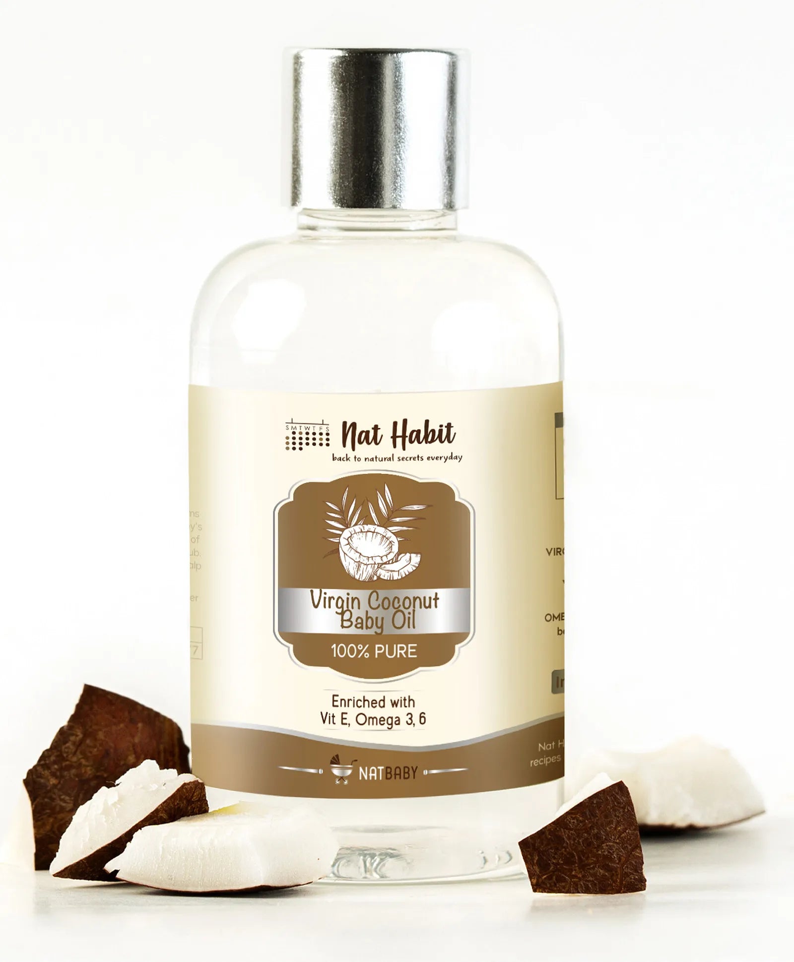 Nat Habit - Pure Virgin Coconut Baby Oil Enriched with Vitamin E - 100 ml