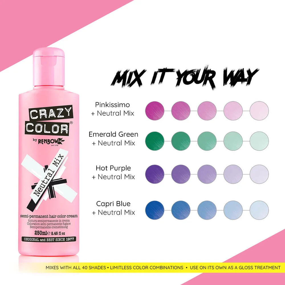 Crazy Color - Semi-Permanent Hair Color Neutral Mix 250ml