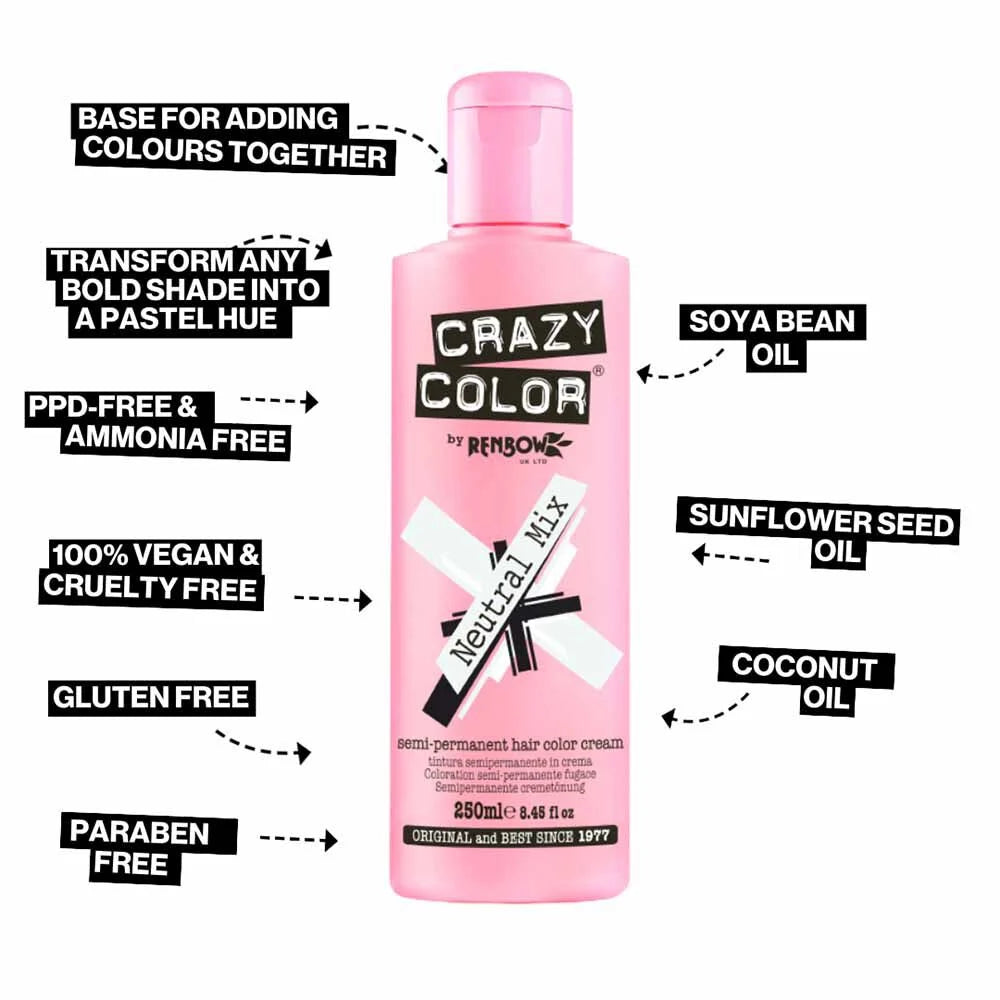Crazy Color - Semi-Permanent Hair Color Neutral Mix 250ml