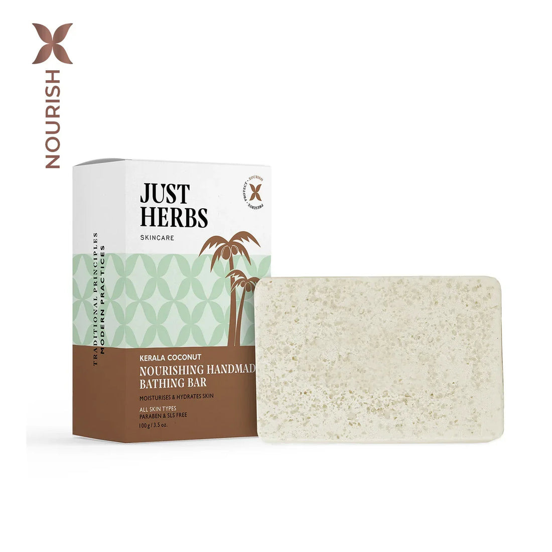 Just Herbs - Kerala Coconut Handmade Bathing Bar (100 g) - Nexus hair