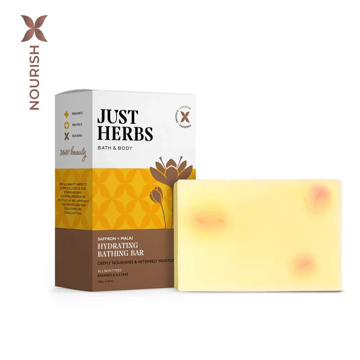 Just Herbs - Hydrating Bathing Bar Saffron & Malai 100g - Nexus hair