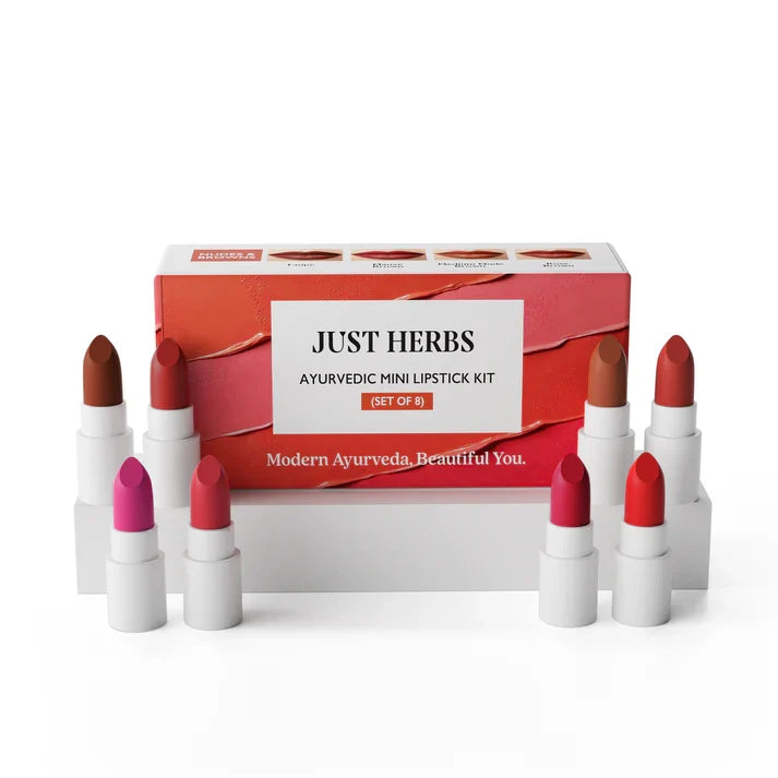Just Herbs - Ayurvedic Mini Lipstick Kit of 8 Shades - Nexus hair