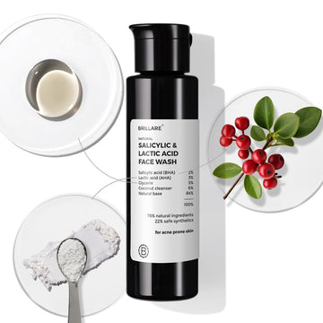 Brillare - 2% Salicylic And 3% Lactic Acid Face Wash For Acne Prone Skin 100ml - Nexus hair
