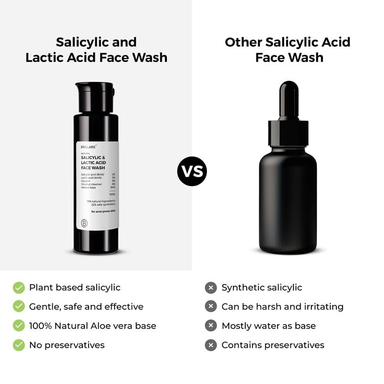 Brillare - 2% Salicylic And 3% Lactic Acid Face Wash For Acne Prone Skin 100ml - Nexus hair
