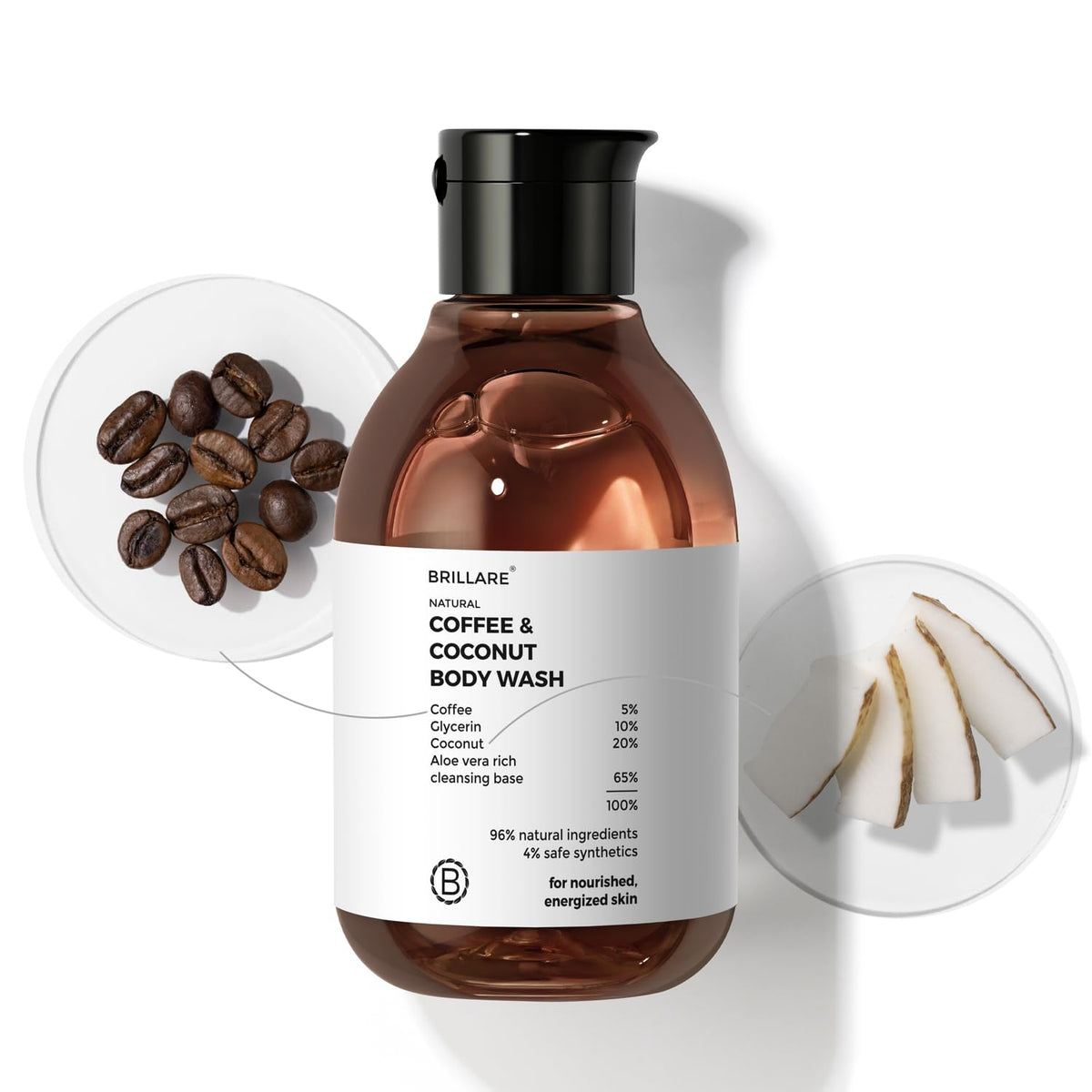 Brillare - Coffee & Coconut Body Wash For Energized & Moisturised Skin 200ml - Nexus hair