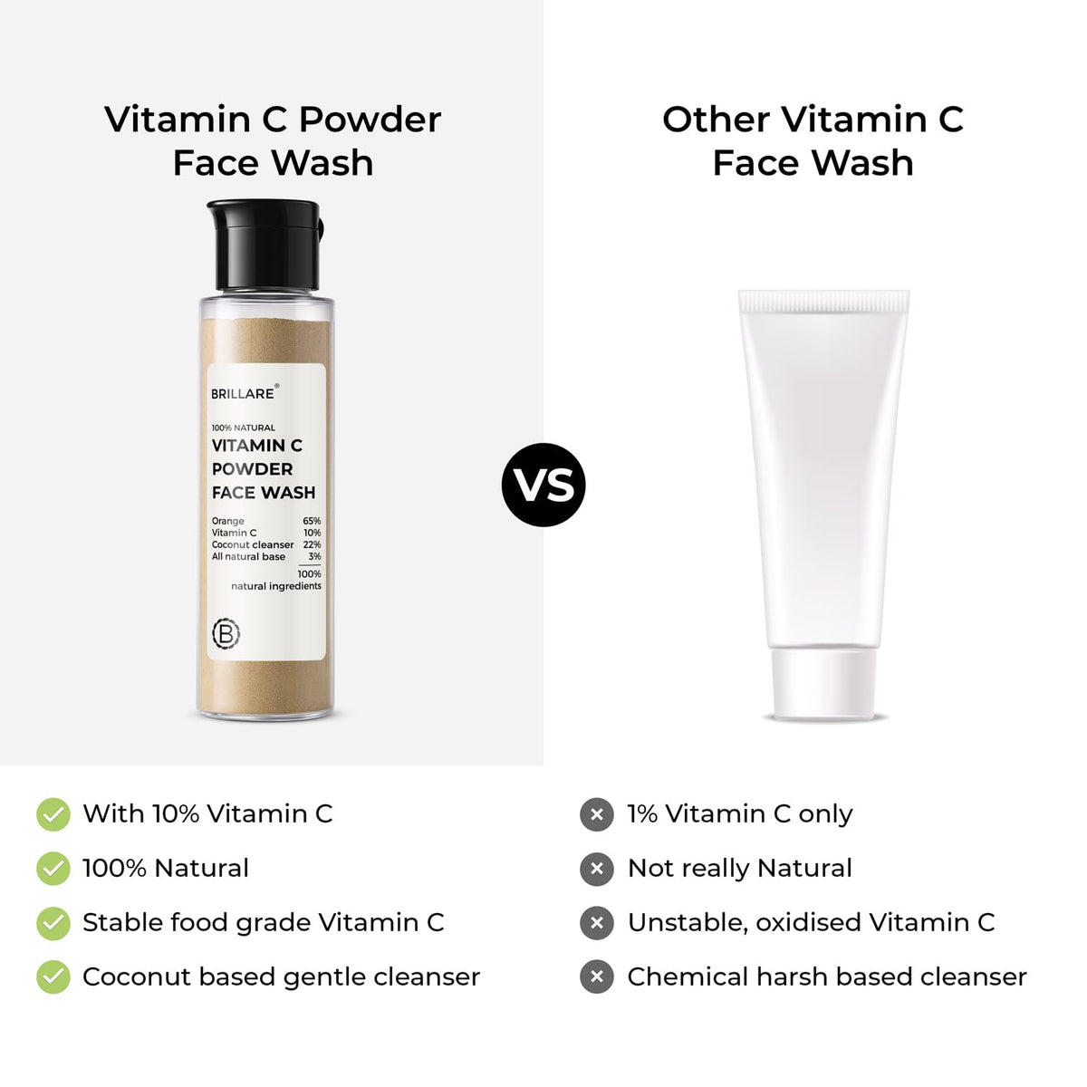 Brillare - Vitamin C Powder Face Wash For Bright, Glowing Skin, 30g - Nexus hair