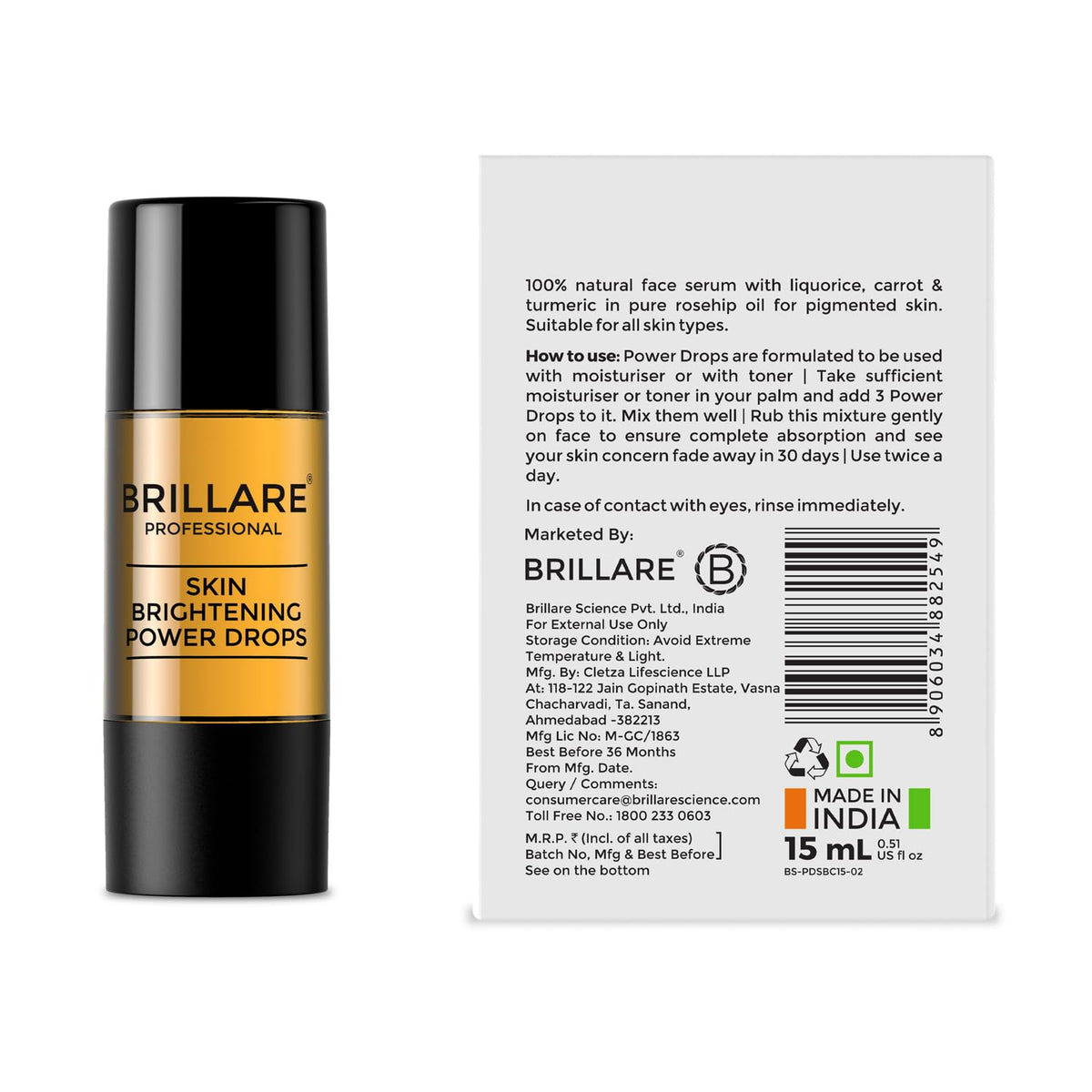 Brillare - Skin Brightening Power Drops For Reducing Pigmentation 15ml - Nexus hair