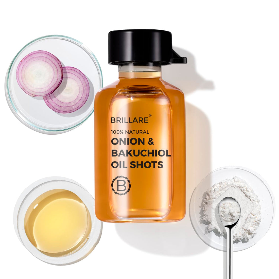 Brillare - Onion & Bakuchiol Oil Shots For Hair Fall Reduction 6ml X 8 - Nexus hair