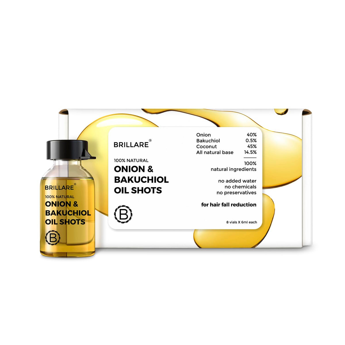 Brillare - Onion & Bakuchiol Oil Shots For Hair Fall Reduction 6ml X 8 - Nexus hair