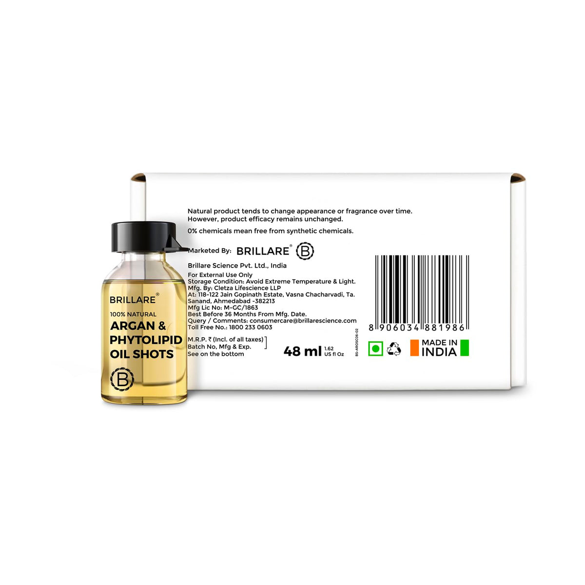 Brillare - Argan & Phytolipid Oil Shots For Dry, Frizzy Hair 6ml X 8 - Nexus hair