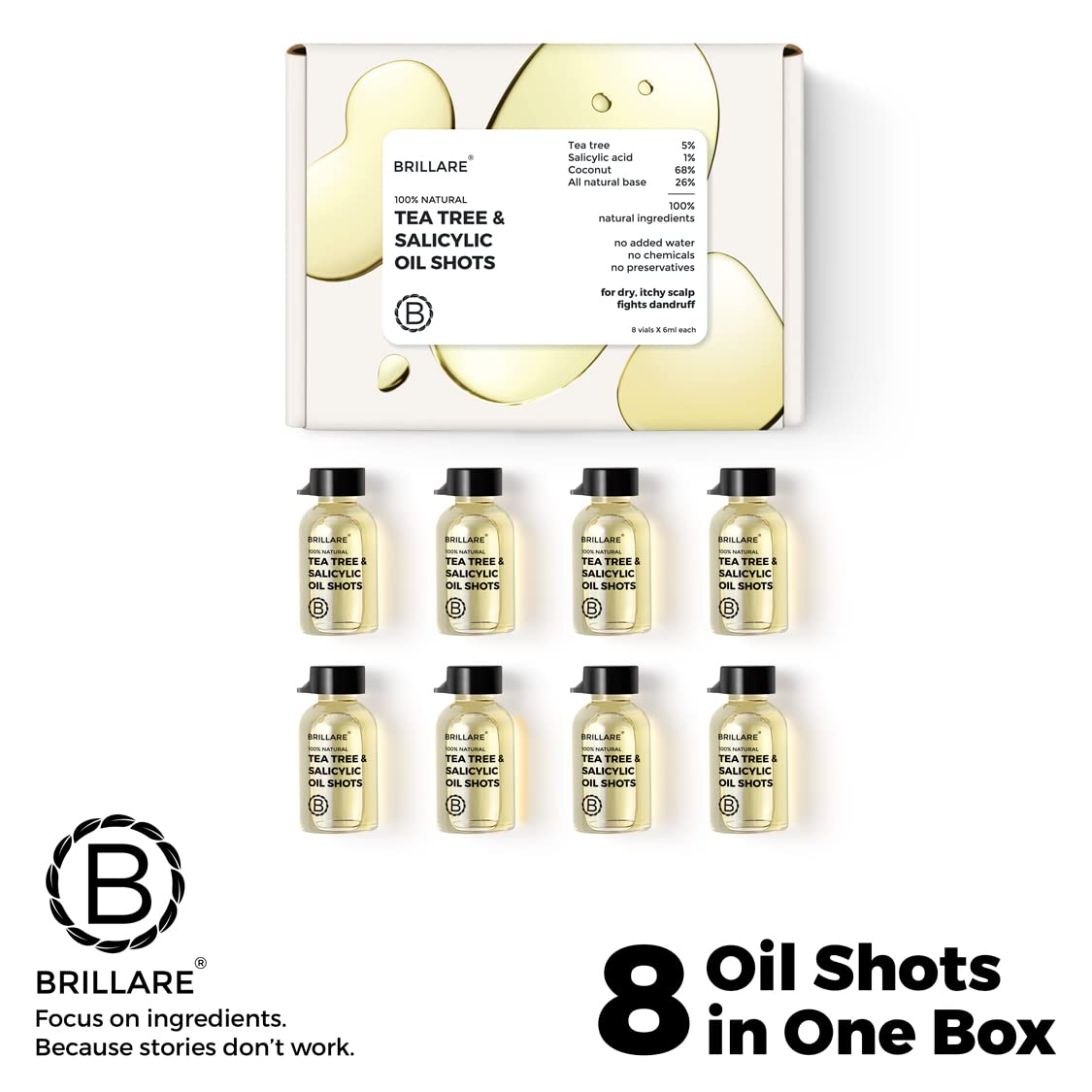 Brillare - Tea Tree & Salicylic Oil Shots For Dandruff Control 6ml X 8 - Nexus hair
