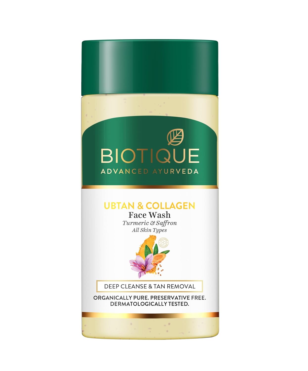Biotique Ubtan & Collagen Tan Removal Face Wash with Turmeric & Saffron 25ml
