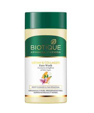 Biotique Ubtan & Collagen Tan Removal Face Wash with Turmeric & Saffron 25ml