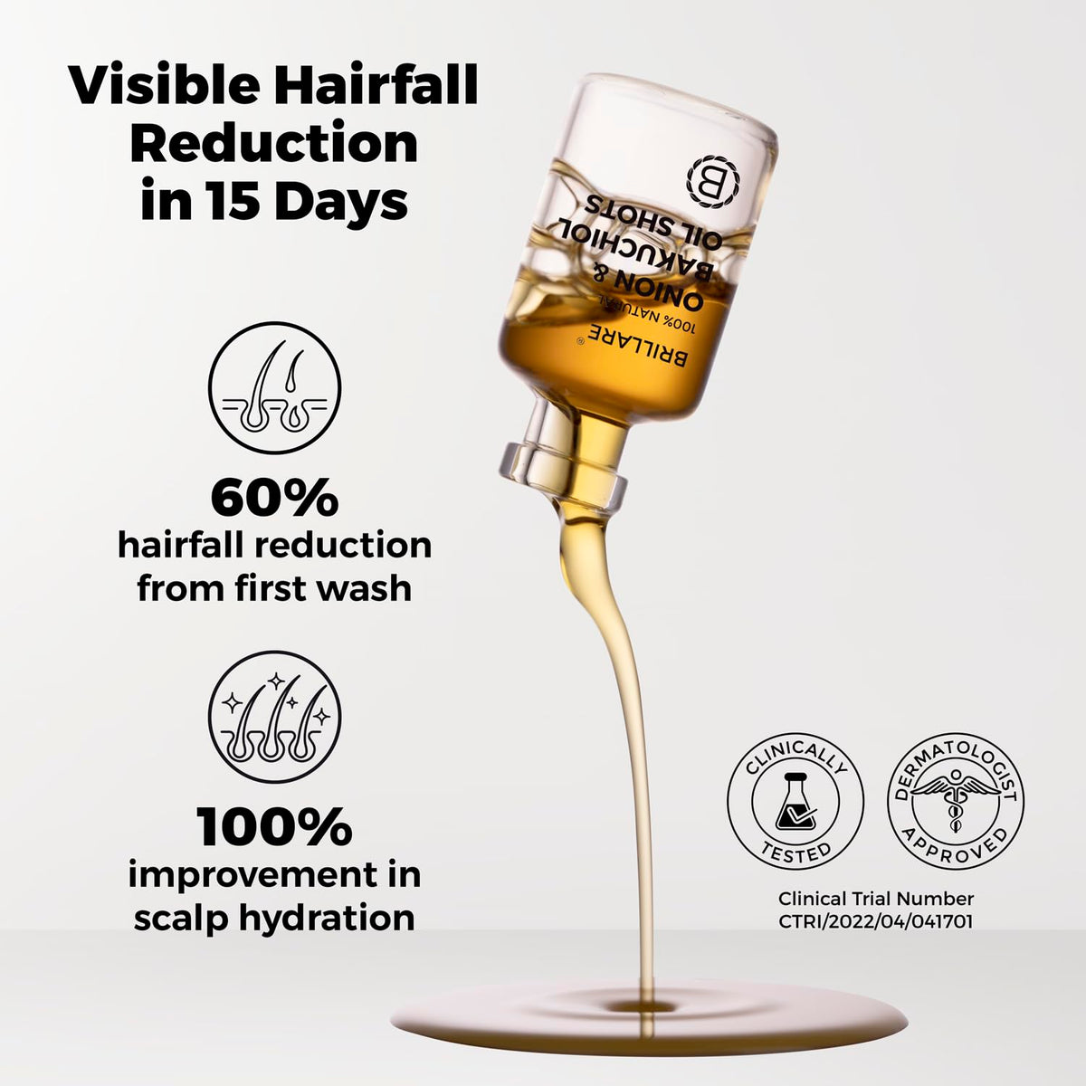 Brillare - Onion & Bakuchiol Oil Shots For Hair Fall Reduction 6ml X 8 - Nexus hair