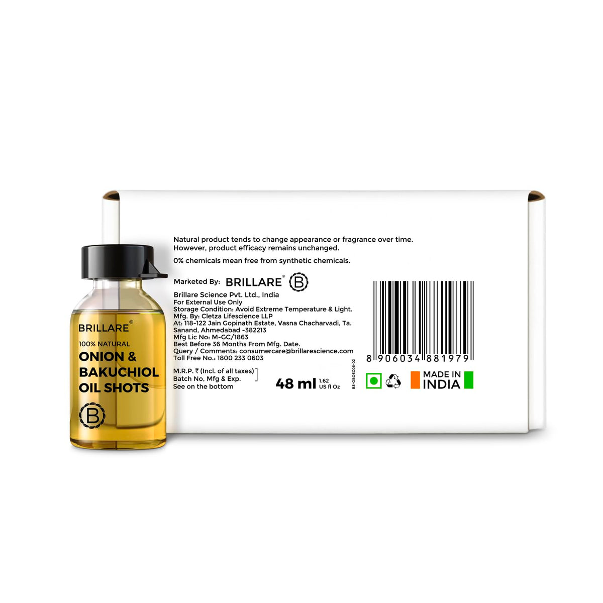 Brillare - Onion & Bakuchiol Oil Shots For Hair Fall Reduction 6ml X 8 - Nexus hair