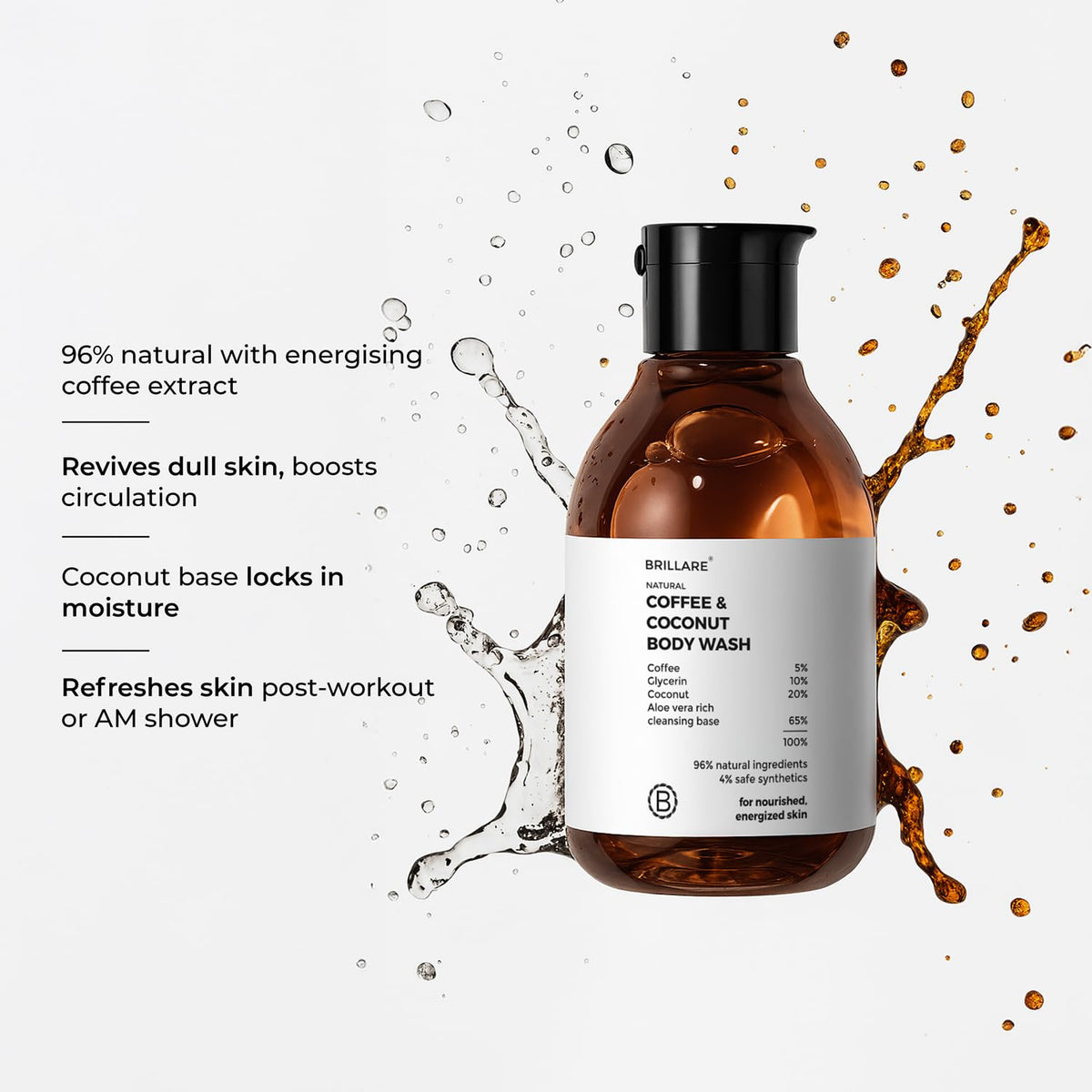 Brillare - Coffee & Coconut Body Wash For Energized & Moisturised Skin 200ml - Nexus hair