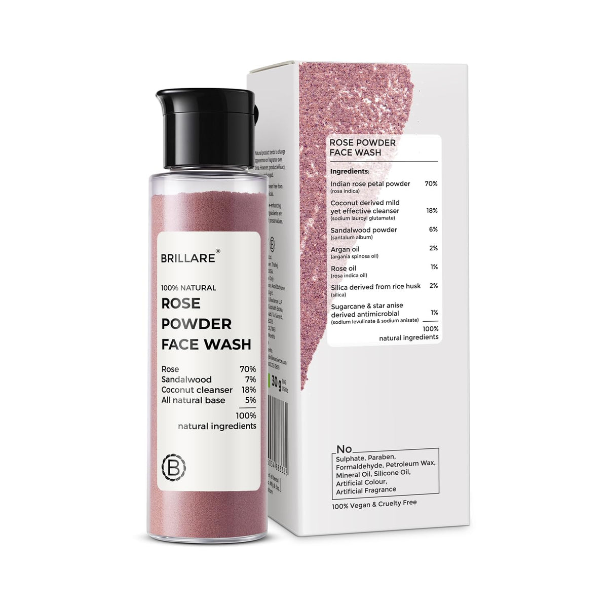Brillare - Rose Powder Face Wash For Youthful Skin 30g - Nexus hair