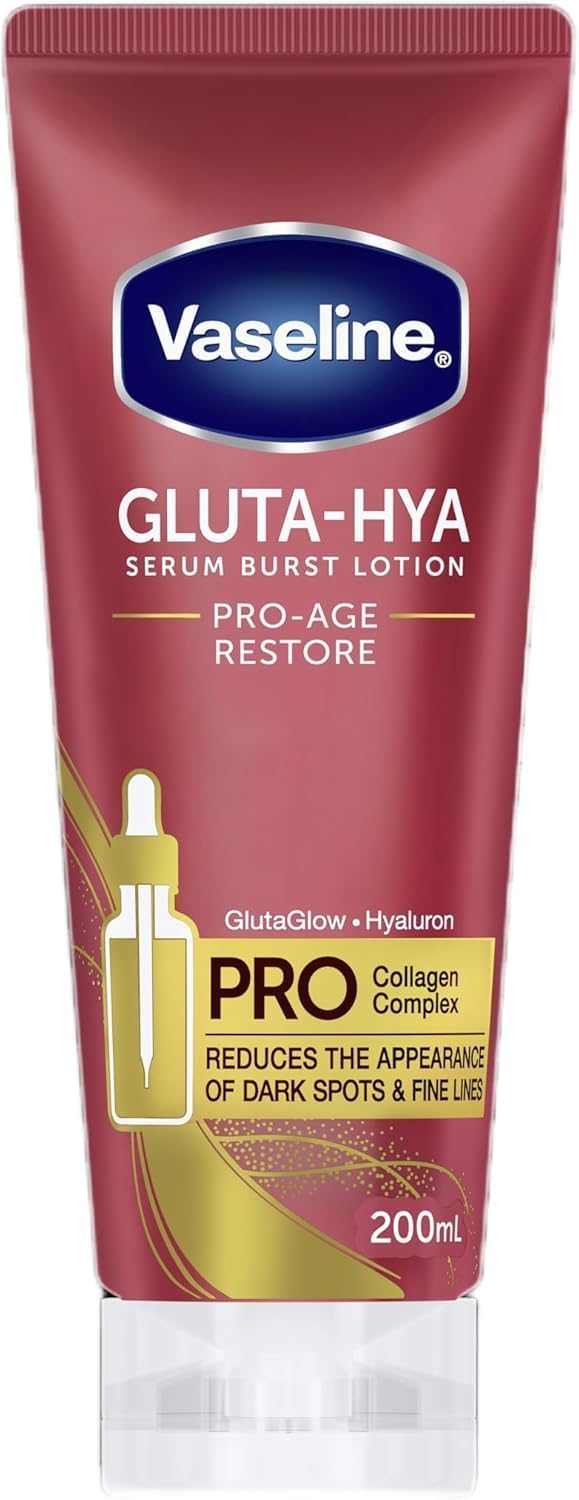 Vaseline Gluta-Hya Body Lotion for visibly bright and smooth skin Pro-Age Restore with Pro Collagen Complex to reduce fine lines 200ml - Nexus hair