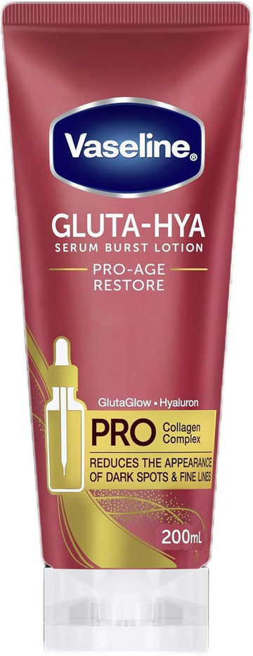 Vaseline Gluta-Hya Body Lotion for visibly bright and smooth skin Pro-Age Restore with Pro Collagen Complex to reduce fine lines 200ml