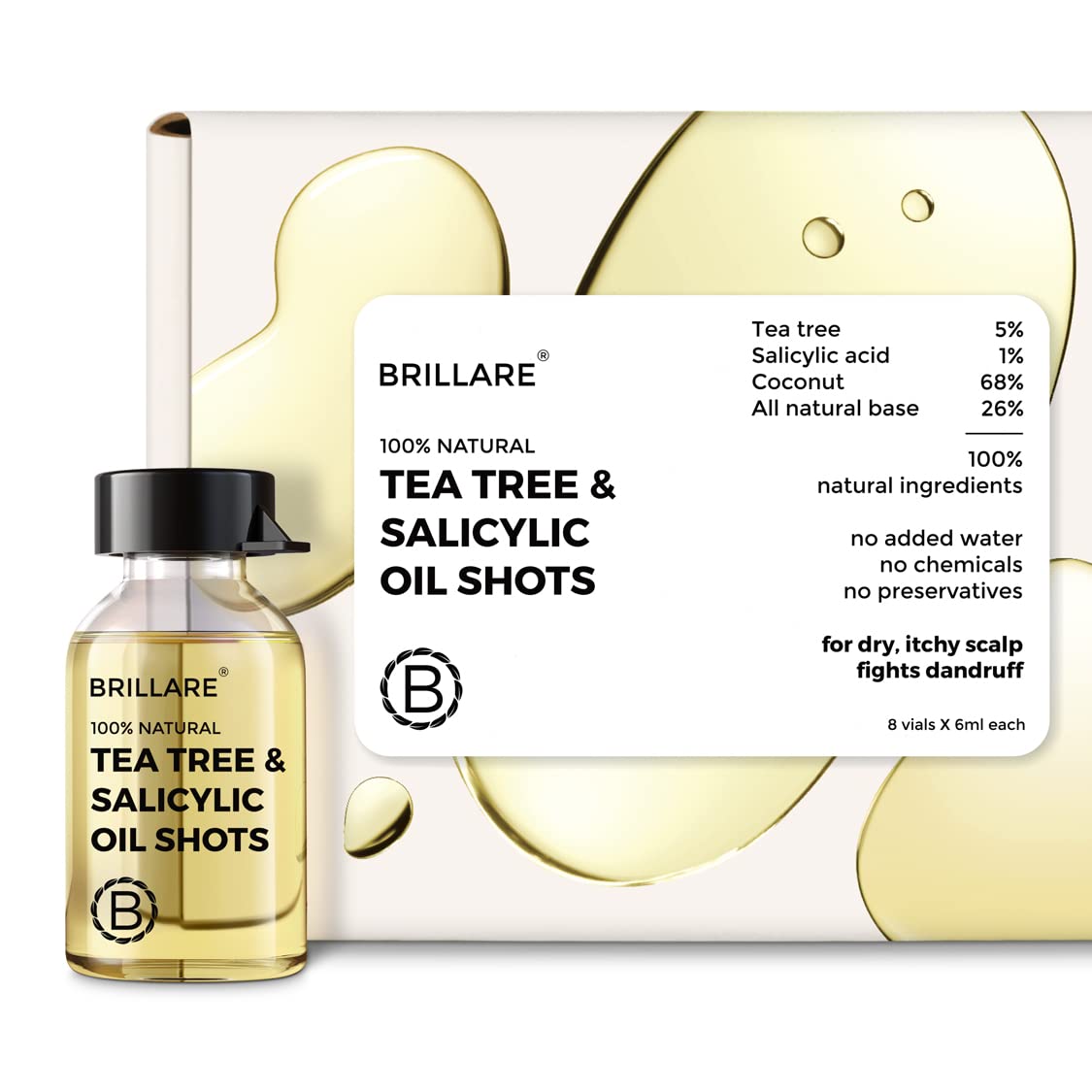 Brillare - Tea Tree & Salicylic Oil Shots For Dandruff Control 6ml X 8 - Nexus hair