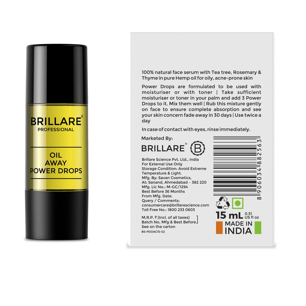 Brillare - Oil Away Power Drops For Acne Prone Skin 15ml - Nexus hair