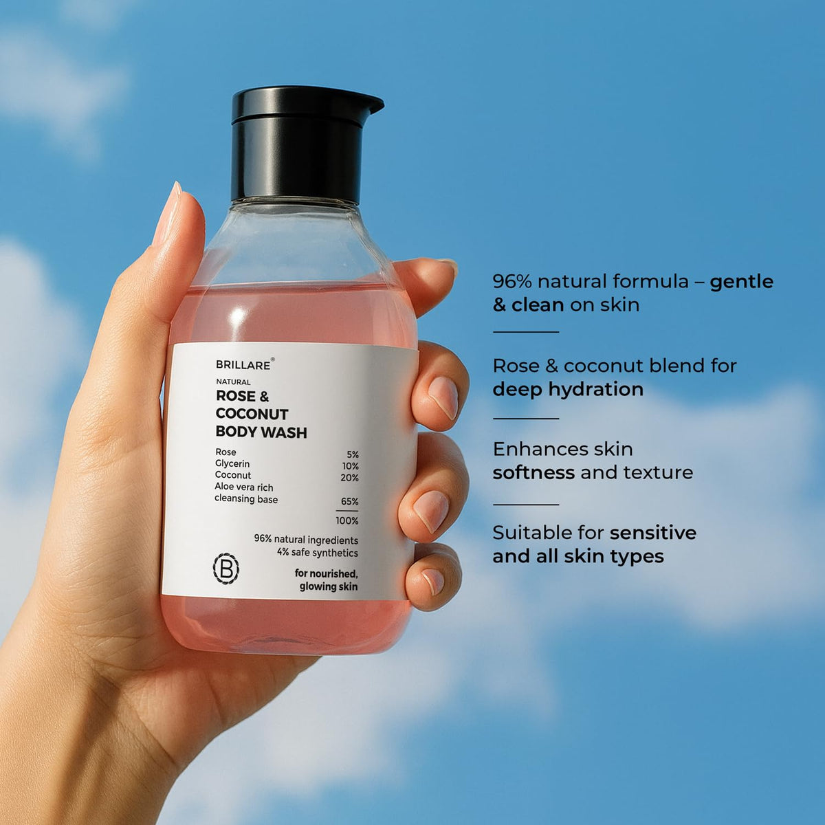 Brillare - Rose & Coconut Body Wash 200ml - Nexus hair