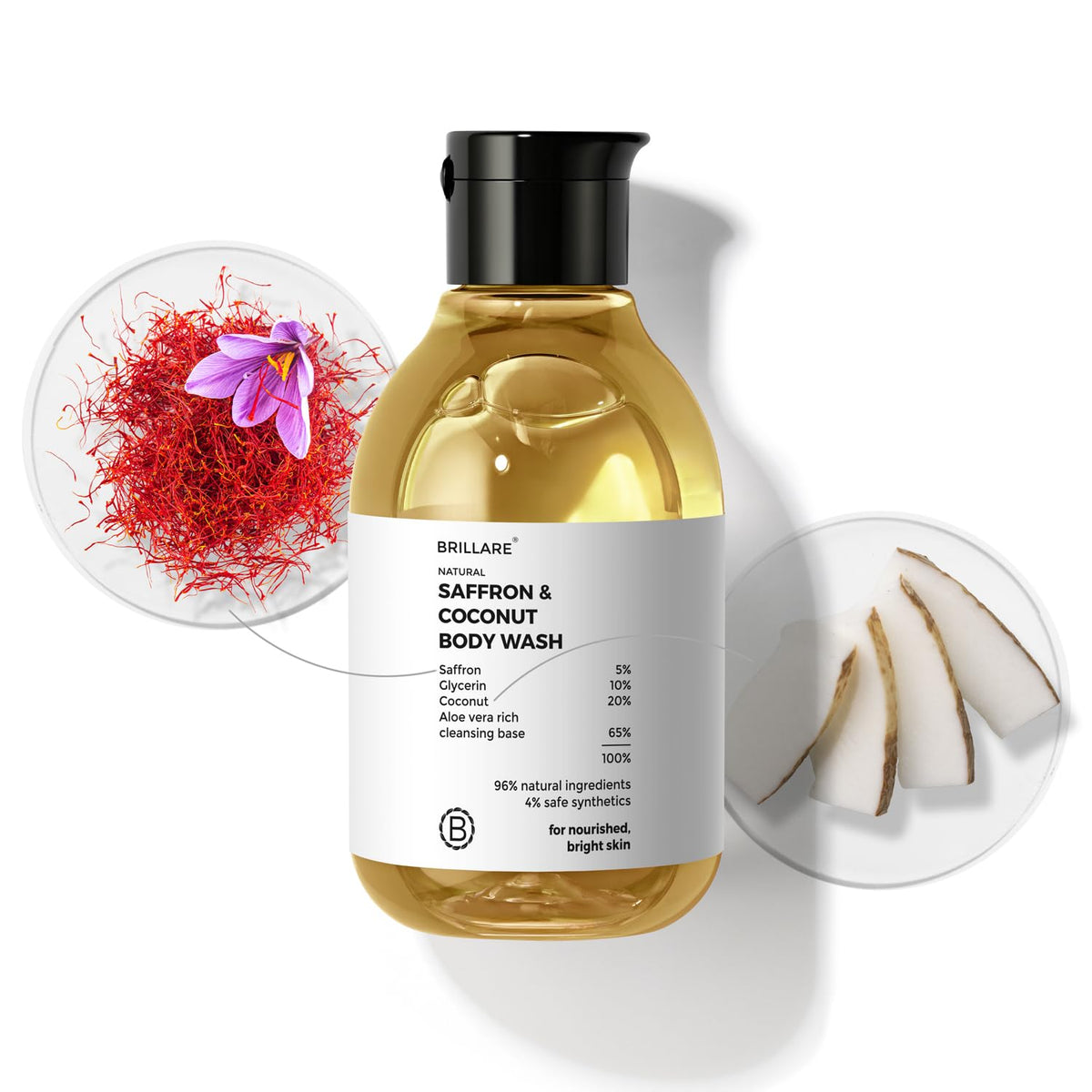 Brillare - Saffron & Coconut Body Wash 200ml - Nexus hair