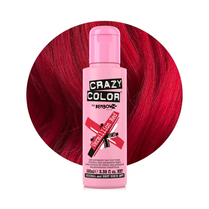 Crazy Color - Semi-Permanent Hair Color Vermillion Red 100ml