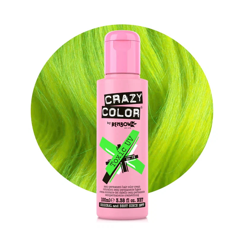 Crazy Color - Go Neon Toxic UV Semi-Permanent Hair Color (Green) Fluoresce 100ml
