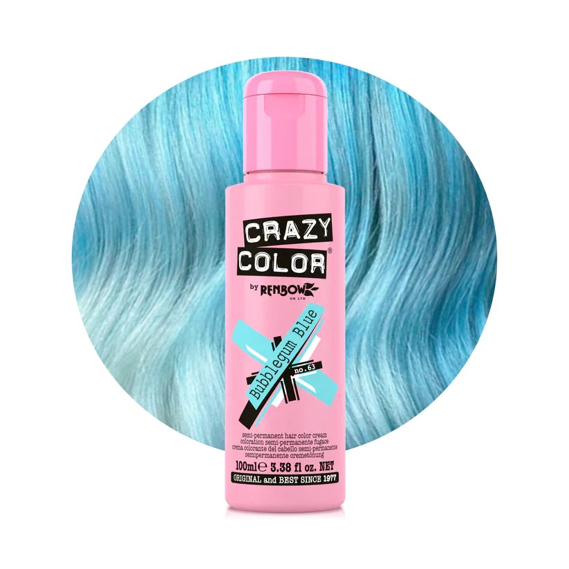Crazy Color - Semi-Permanent Hair Color Bubblegum Blue 100ml