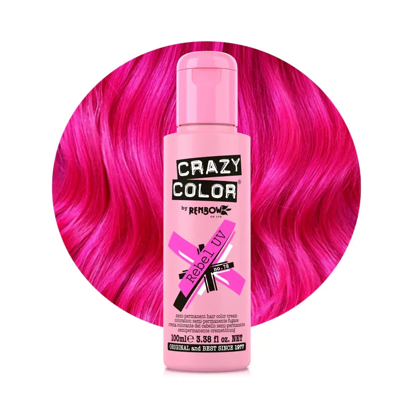 Crazy Color - Go Neon Rebel UV Semi-Permanent Hair Color (Pink) Fluoresce 100ml
