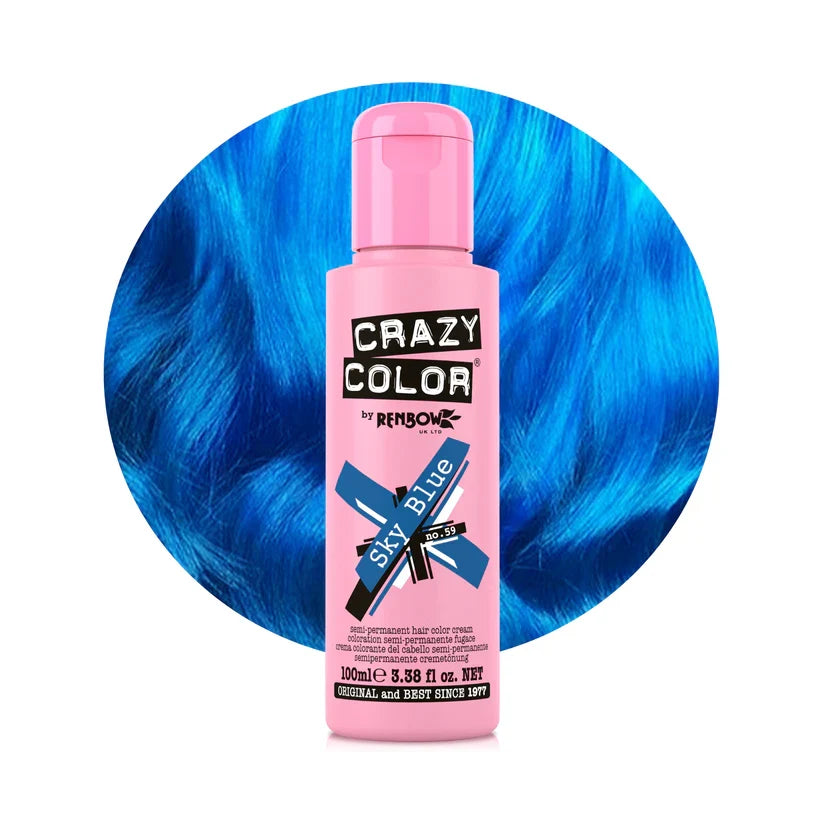 Crazy Color - Semi-Permanent Hair Color Sky Blue 100ml - Nexus hair