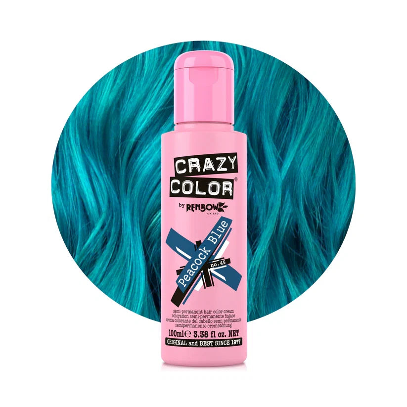 Crazy Color - Semi-Permanent Hair Color Peacock Blue 100ml