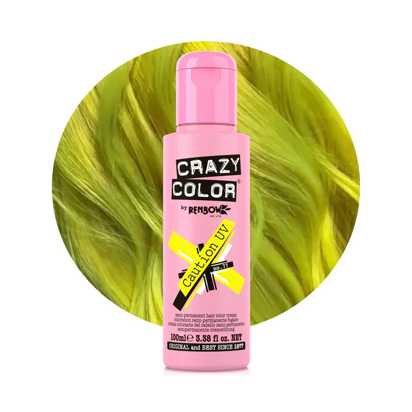 Crazy Color - Go Neon Caution UV Semi-Permanent Hair Color (Yellow) Fluoresce 100ml