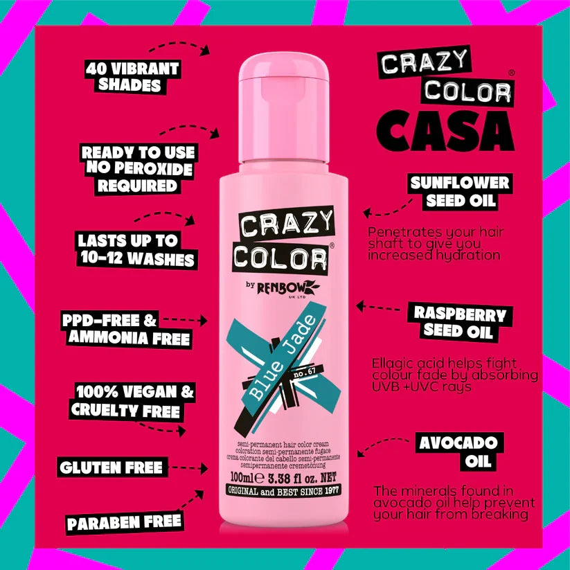 Crazy Color - Semi-Permanent Hair Color Blue Jade 100ml