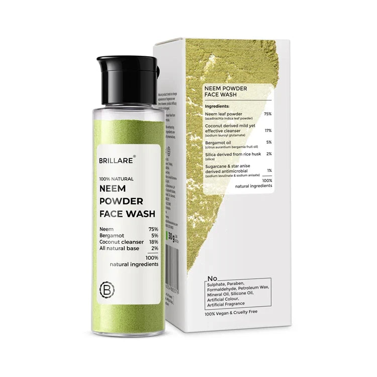 Brillare - Neem Powder Face Wash For Acne Prone Skin, 30g - Nexus hair