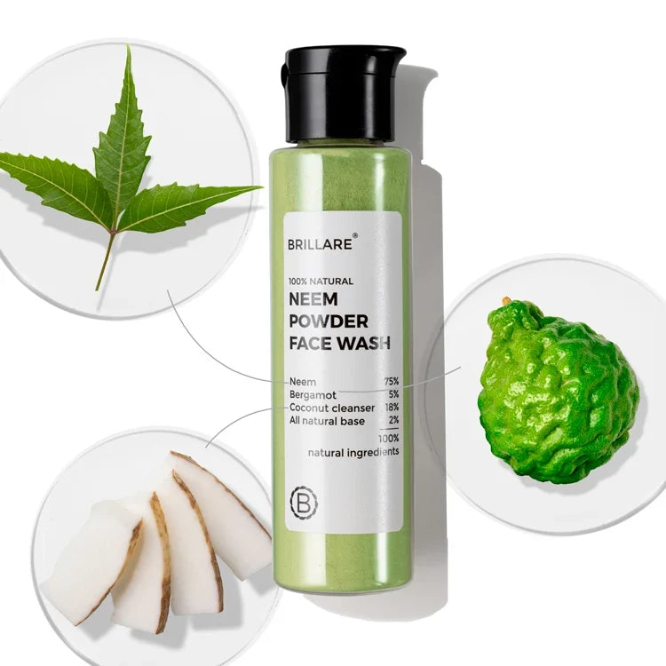 Brillare - Neem Powder Face Wash For Acne Prone Skin, 30g - Nexus hair
