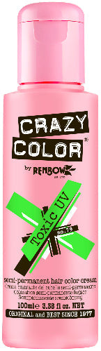 Crazy Color - Go Neon Toxic UV Semi-Permanent Hair Color (Green) Fluoresce 100ml
