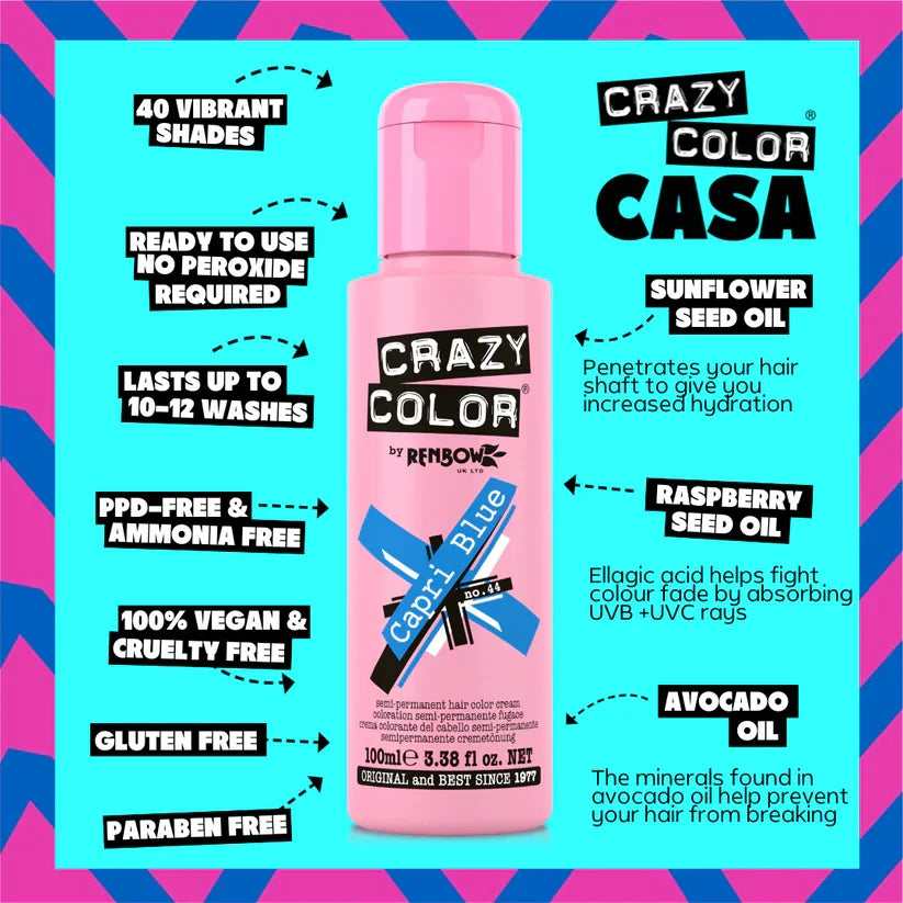 Crazy Color - Semi-Permanent Hair Color Capri Blue 100ml