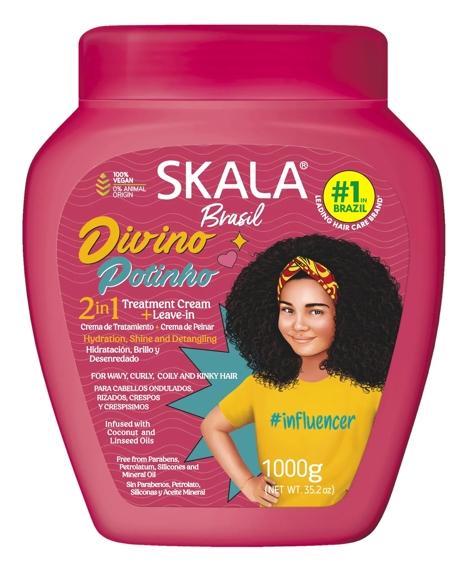 Skala Brasil - Divino Potinho Power Kids Hair Treatment Conditioning For Wavy, Curly, Coily & Kinky Hair 1000g
