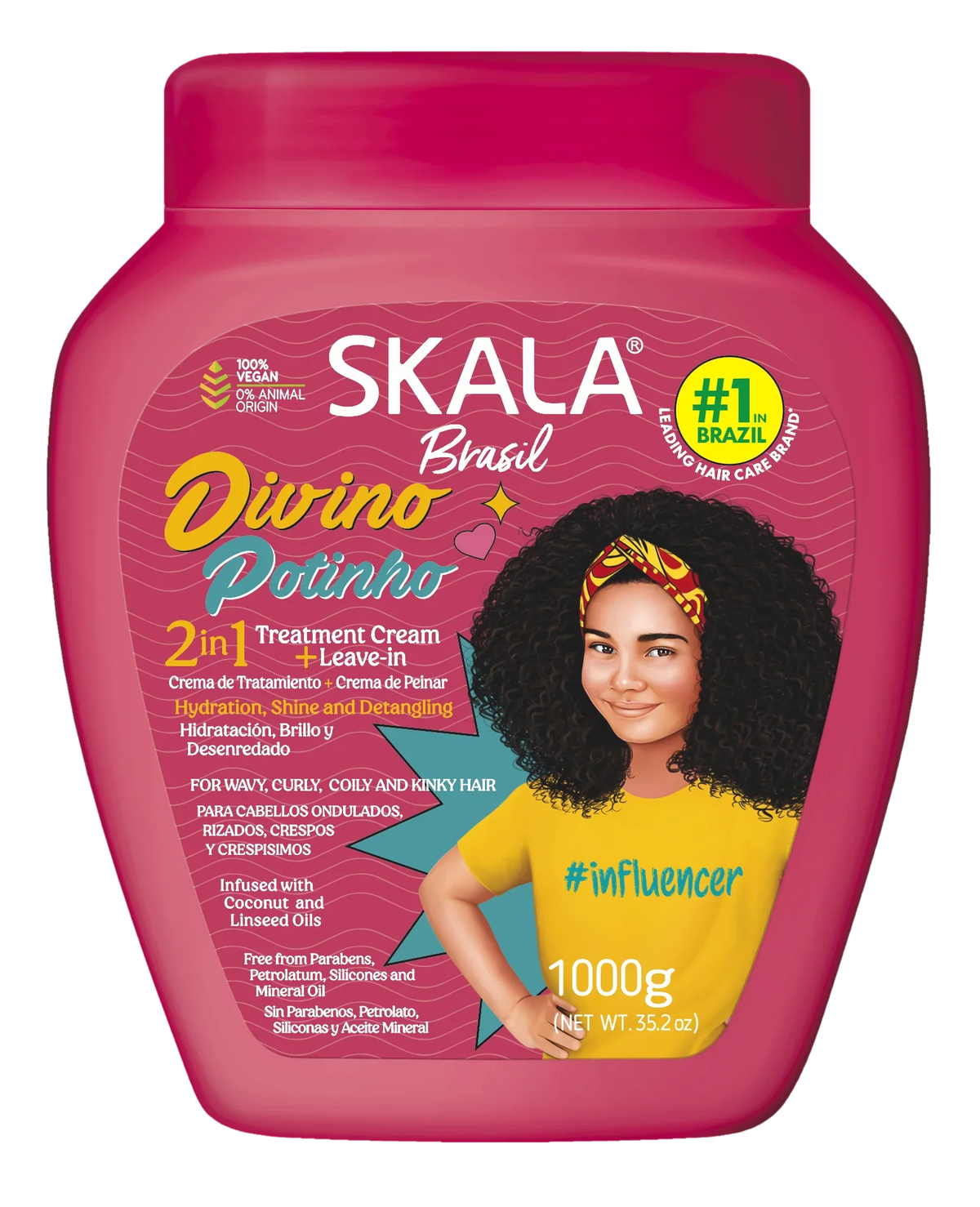Skala Brasil - Divino Potinho Power Kids Hair Treatment Conditioning For Wavy, Curly, Coily & Kinky Hair 1000g