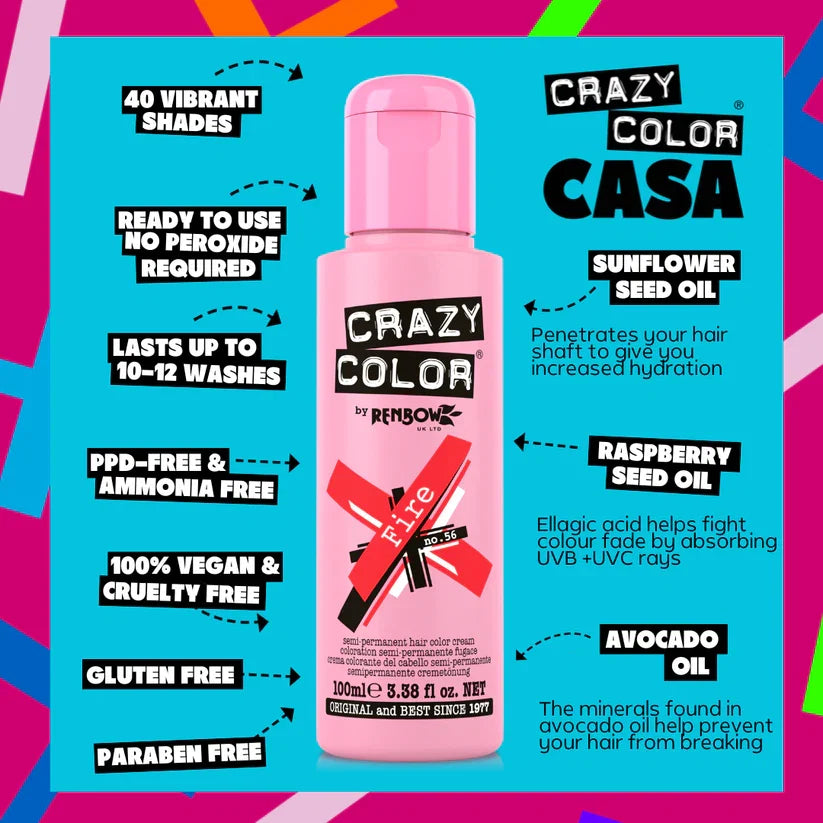 Crazy Color - Semi-Permanent Hair Color Fire 100ml