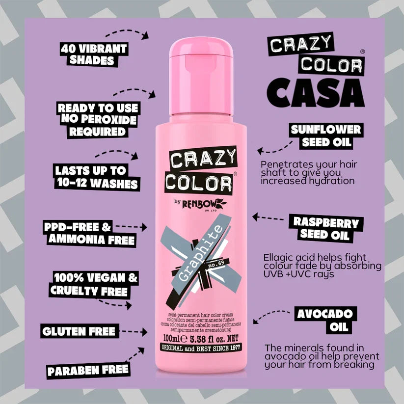 Crazy Color - Semi-Permanent Hair Color Graphite 100ml