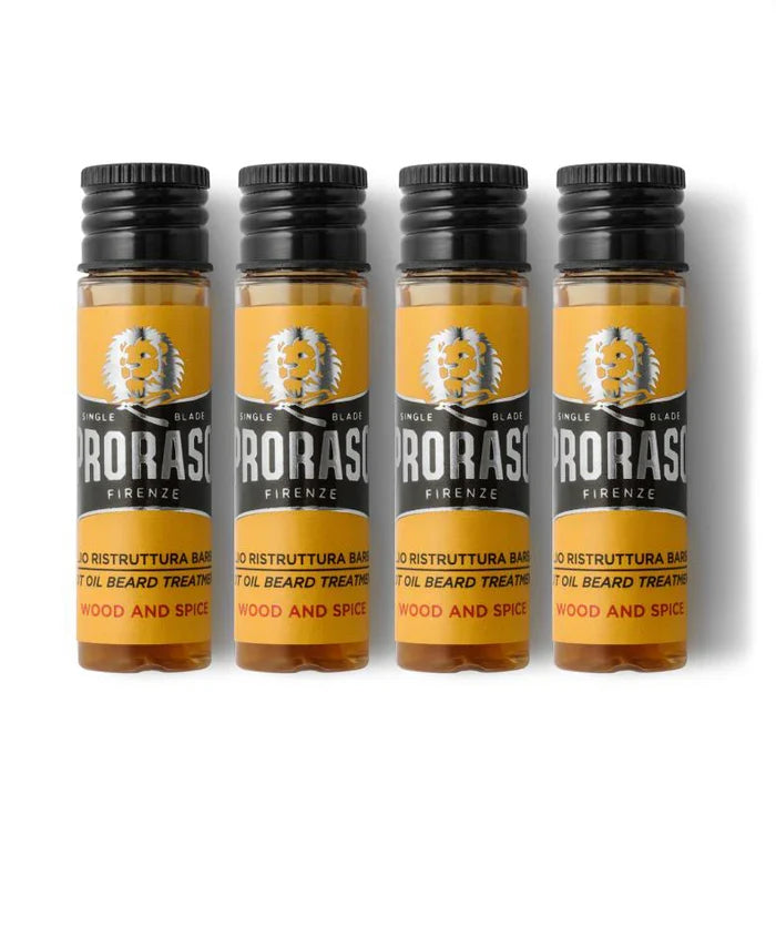 Proraso - Hot Oil Beard Treatment Wood & Spice 4 x 17ml Vials