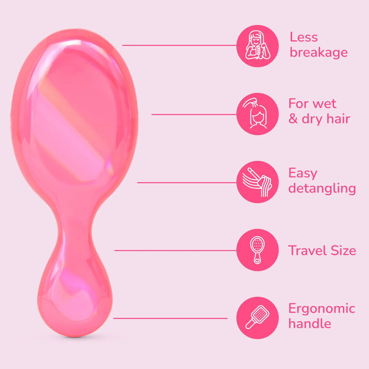 Wet Brush - Kids Mini Detangler Prismatic Glow Pink