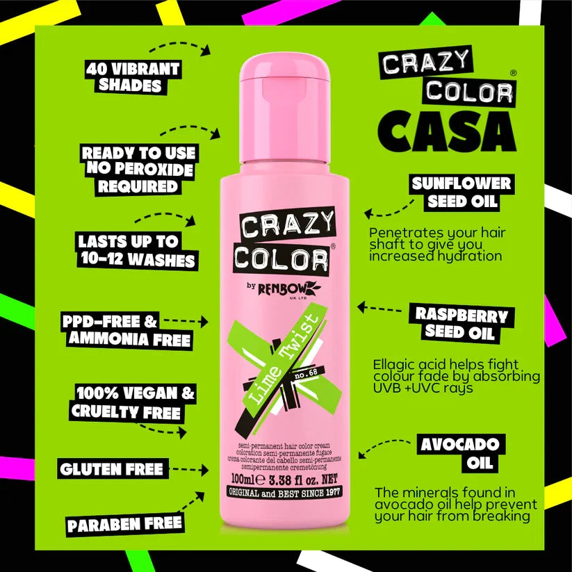 Crazy Color - Semi-Permanent Hair Color Lime Twist 100ml