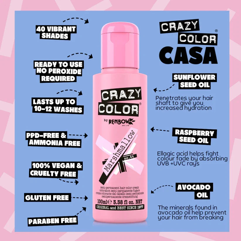 Crazy Color - Semi-Permanent Hair Color Marshmallow 100ml
