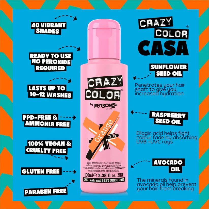 Crazy Color - Semi-Permanent Hair Color Orange 100ml