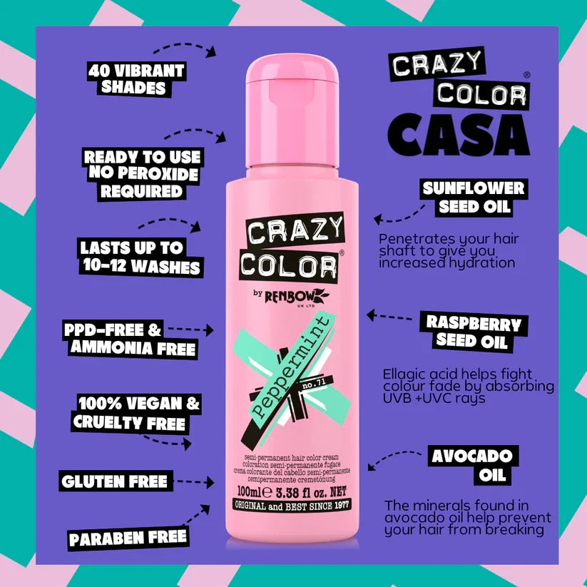 Crazy Color - Semi-Permanent Hair Color Peppermint 100ml